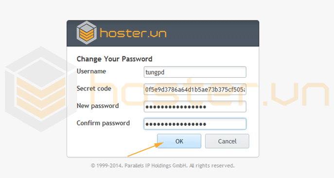 plesk change your password dialog
